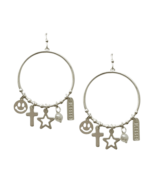 Multi Charm Circle Earring