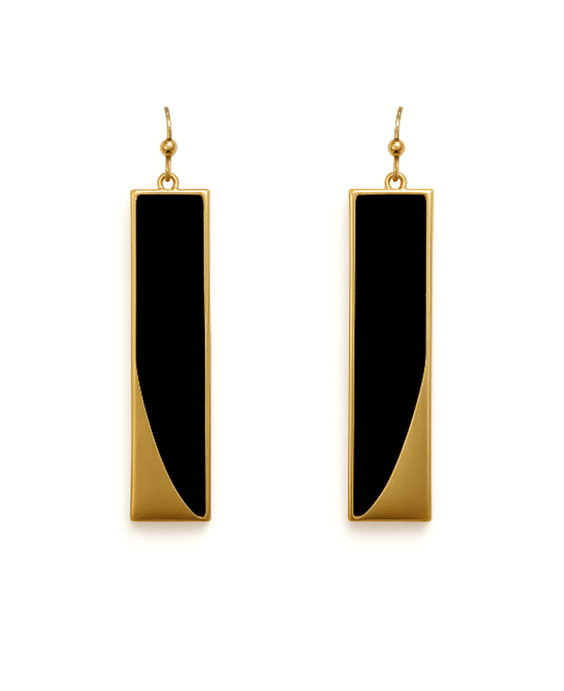 Oblong Metal Frame w/ Leather Earring