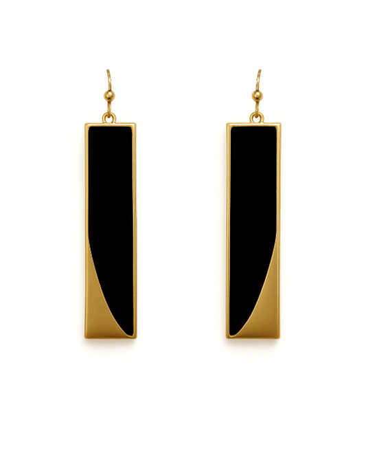 Oblong Metal Frame w/ Leather Earring