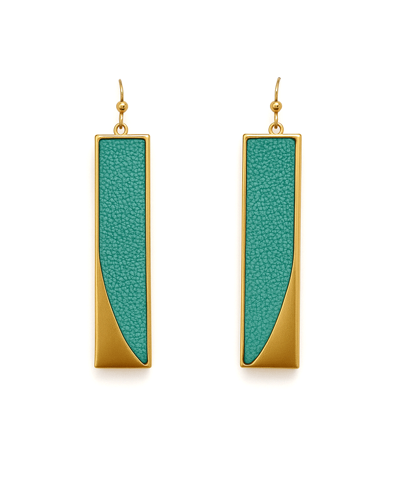Oblong Metal Frame w/ Leather Earring