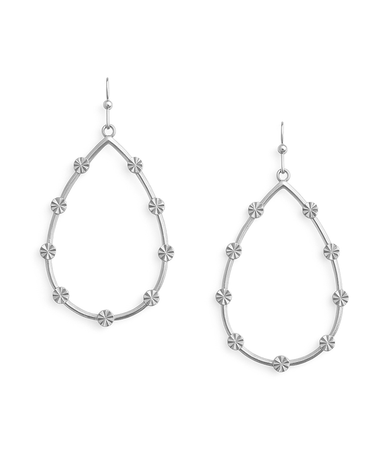 Metal Teardrop w/ Round Accent Earring