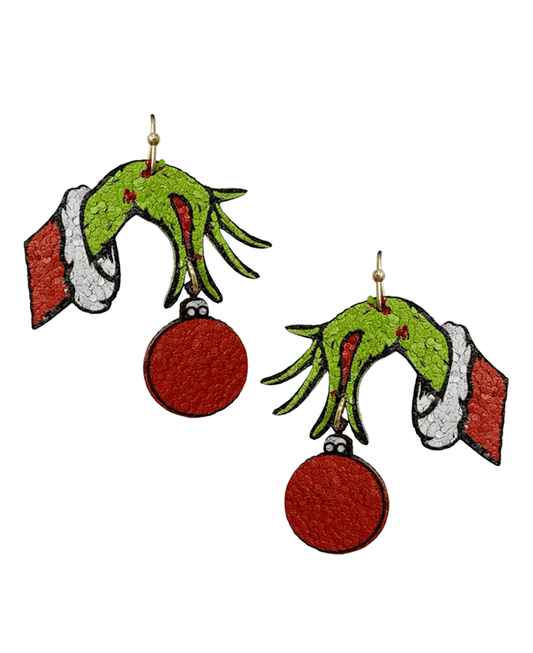 Grinch Ornament Christmas Earring