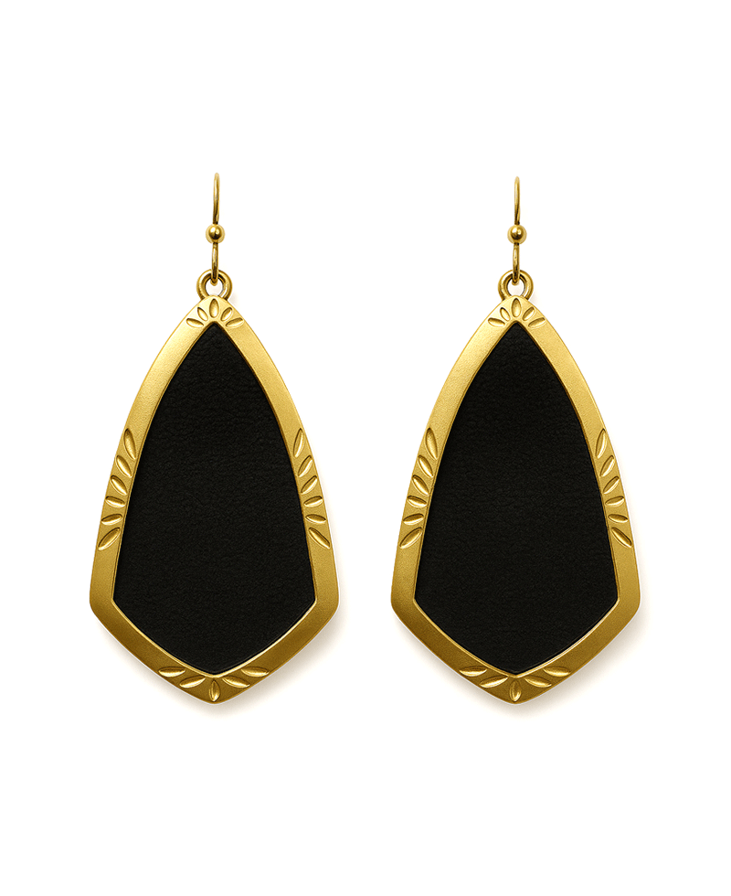 Gold Frame Teardrop Shape Earring