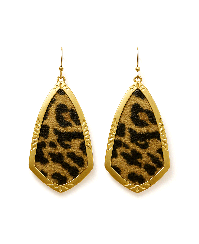 Gold Frame Teardrop Shape Earring