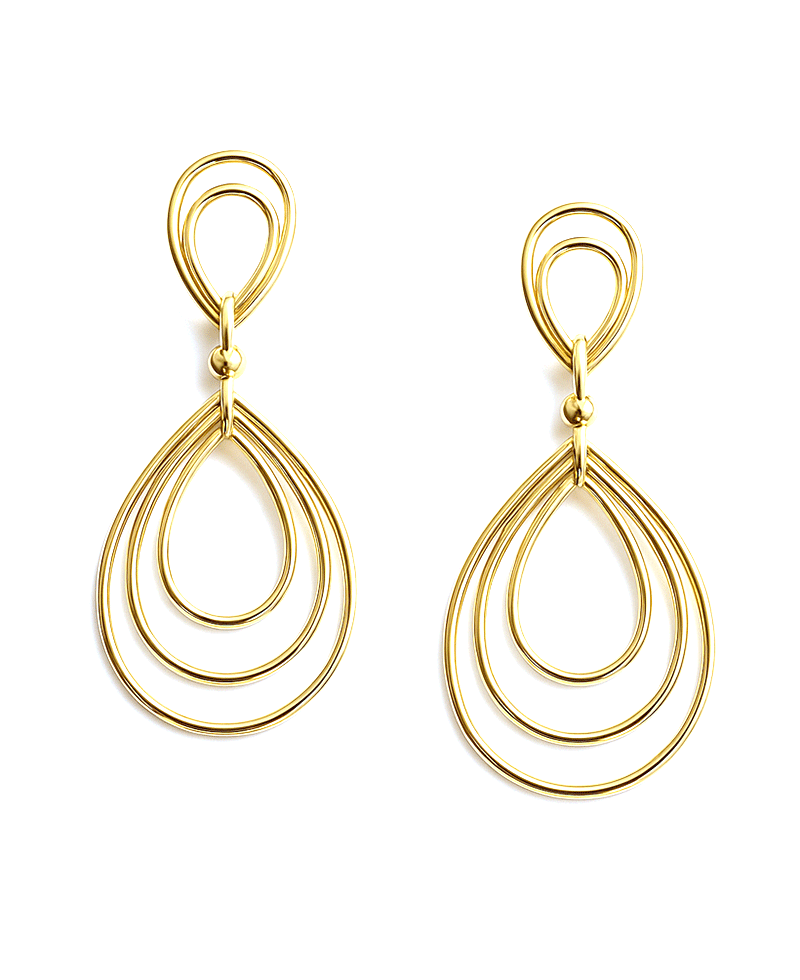 Triple Teardrop Metal Post Earring