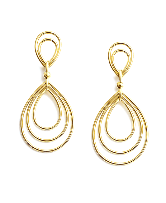 Triple Teardrop Metal Post Earring