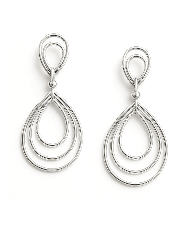 Triple Teardrop Metal Post Earring