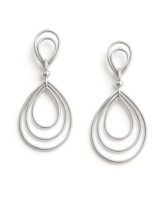 Triple Teardrop Metal Post Earring