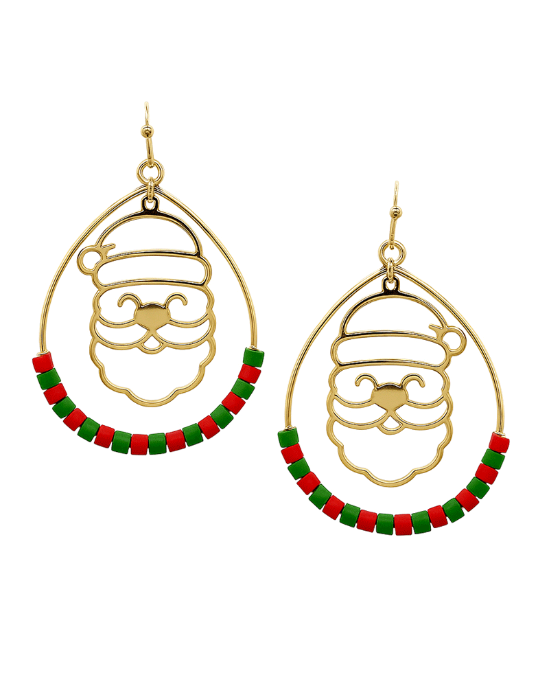 Square Beads Teardrop w/ Santa Claus Earring