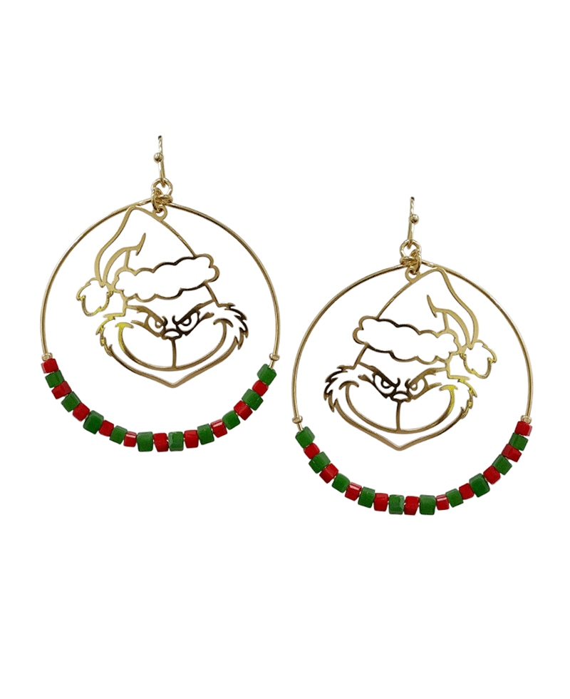 Square Beads Round w/ Grinch Earring