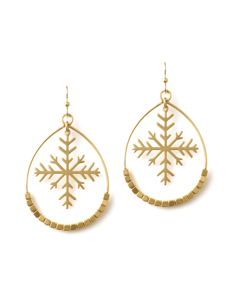 Square Beads Teardrop w/ Snowflake Earring