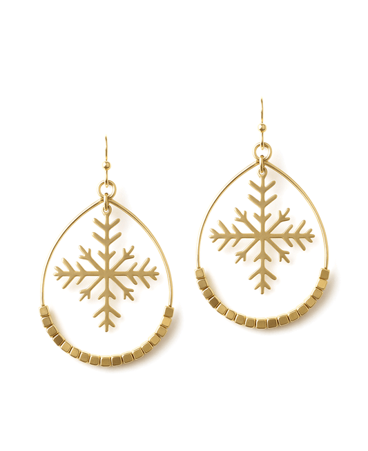 Square Beads Teardrop w/ Snowflake Earring
