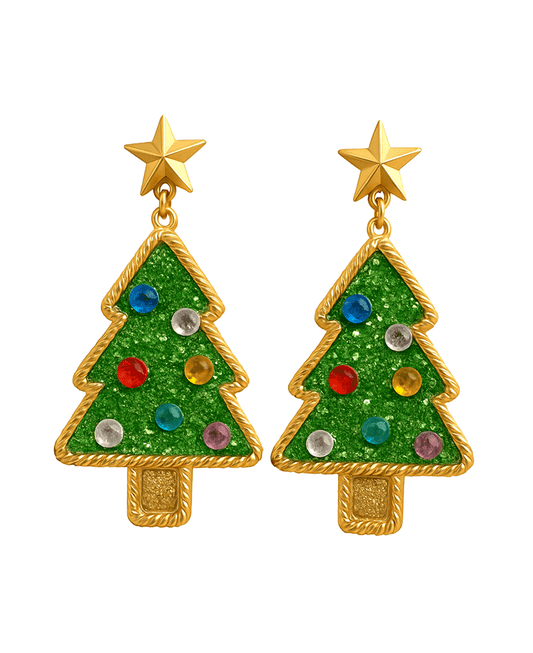 Christmas Tree w/ Star Post Earring