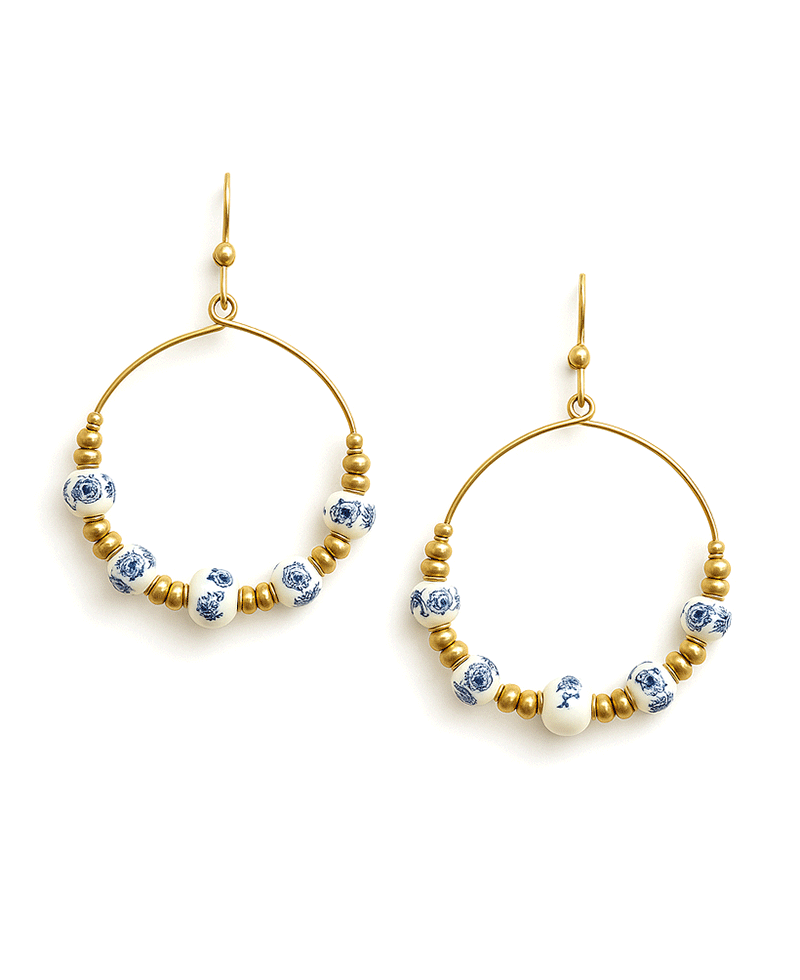 Ceramic Beads Accent Round Earring