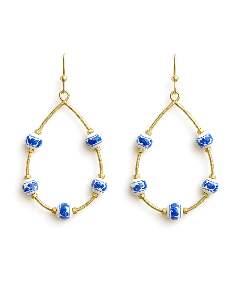 Teardrop w/ Ceramic Beads Earring