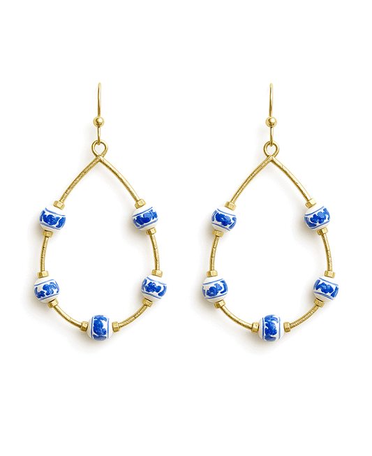 Teardrop w/ Ceramic Beads Earring