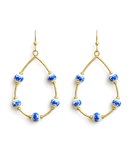 Teardrop w/ Ceramic Beads Earring