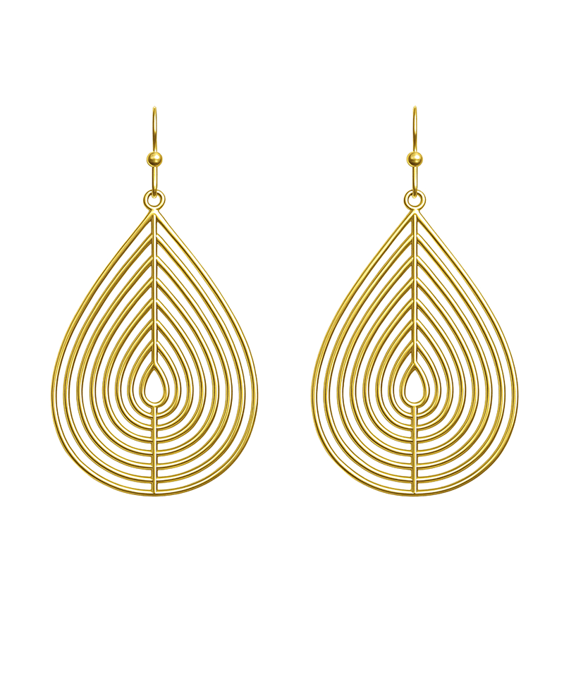 Leaf Shaped Wire Teardrop Earring