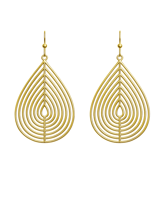 Leaf Shaped Wire Teardrop Earring
