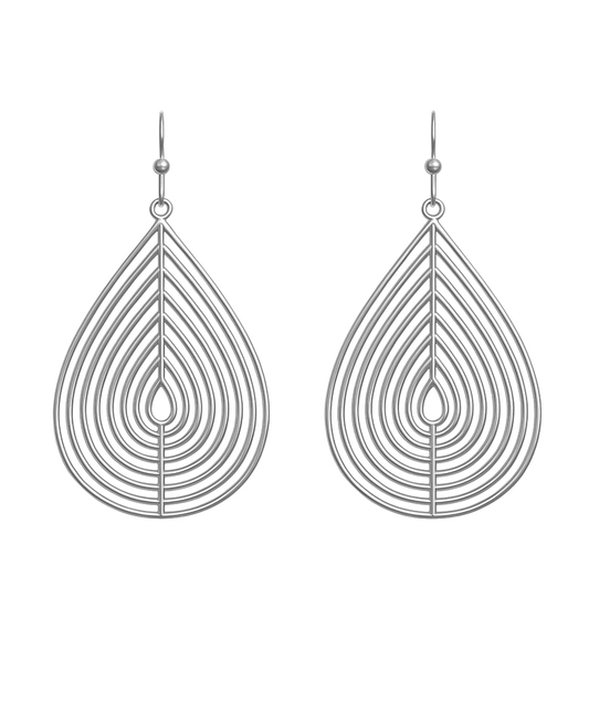 Leaf Shaped Wire Teardrop Earring