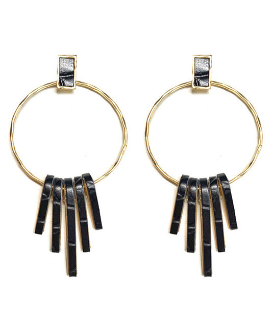 Multi Leather Bar Post Earring