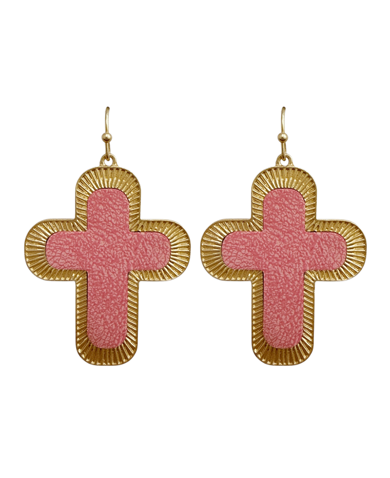 Metal w/ Leather Cross Earring