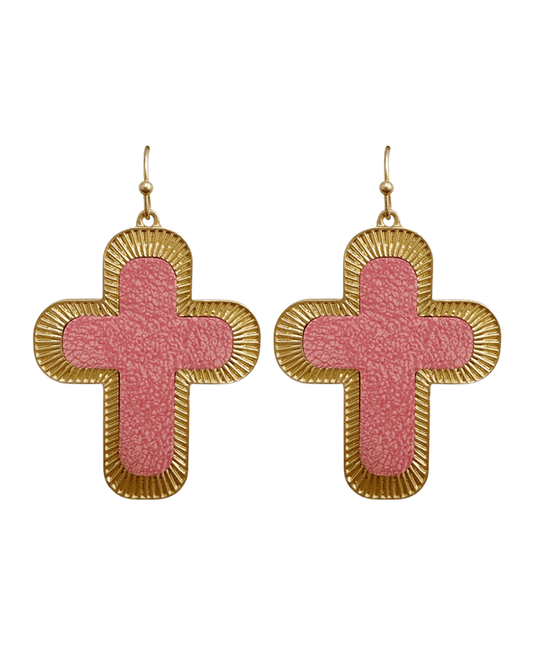 Metal w/ Leather Cross Earring