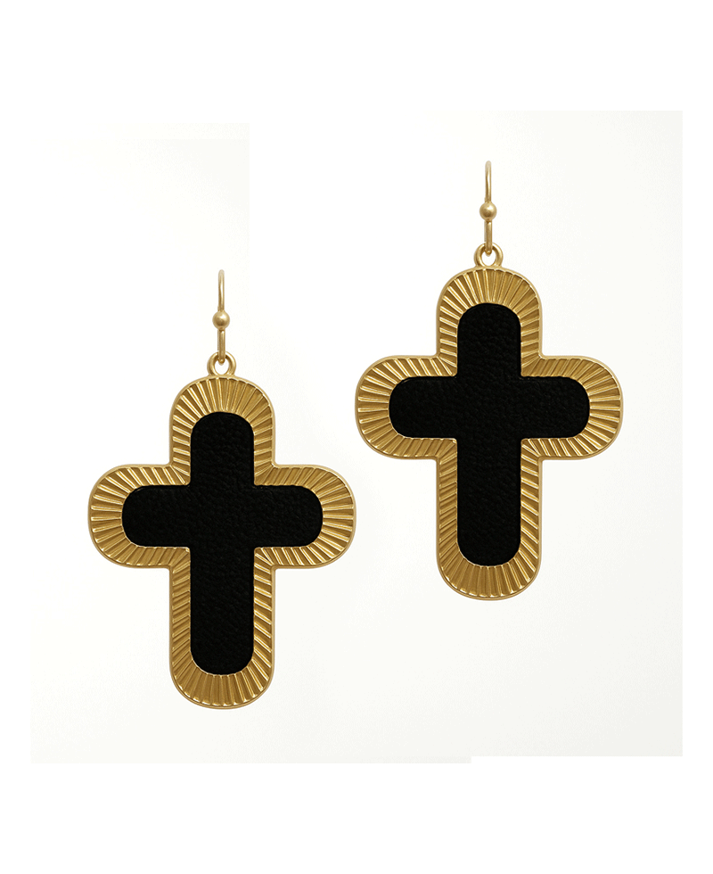 Metal w/ Leather Cross Earring