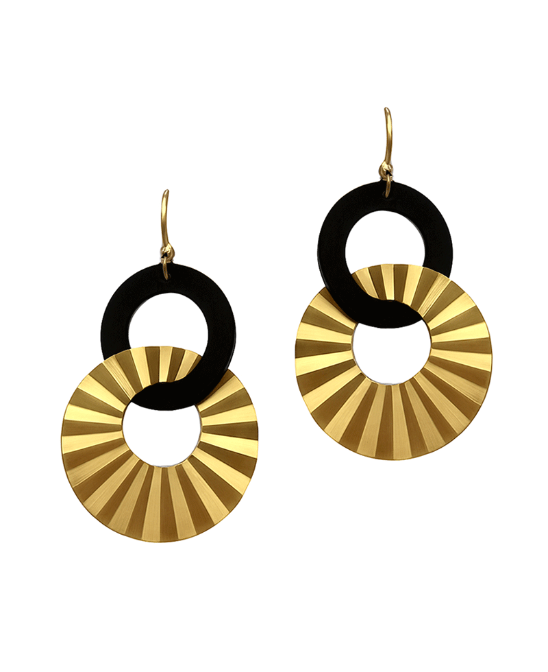 Round Wood Linked Earring