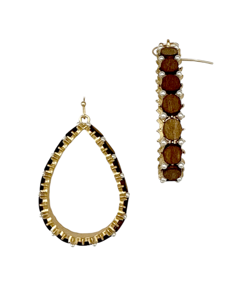 Side Round Accent Teardrop Earring