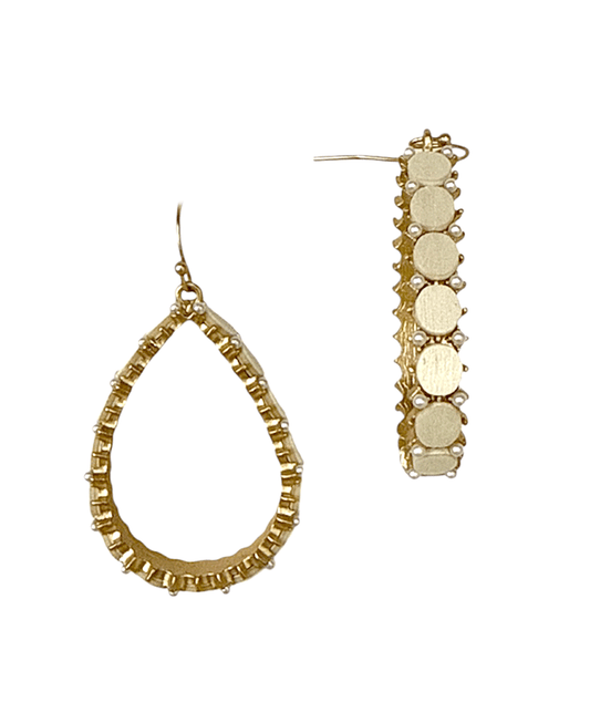 Side Round Accent Teardrop Earring