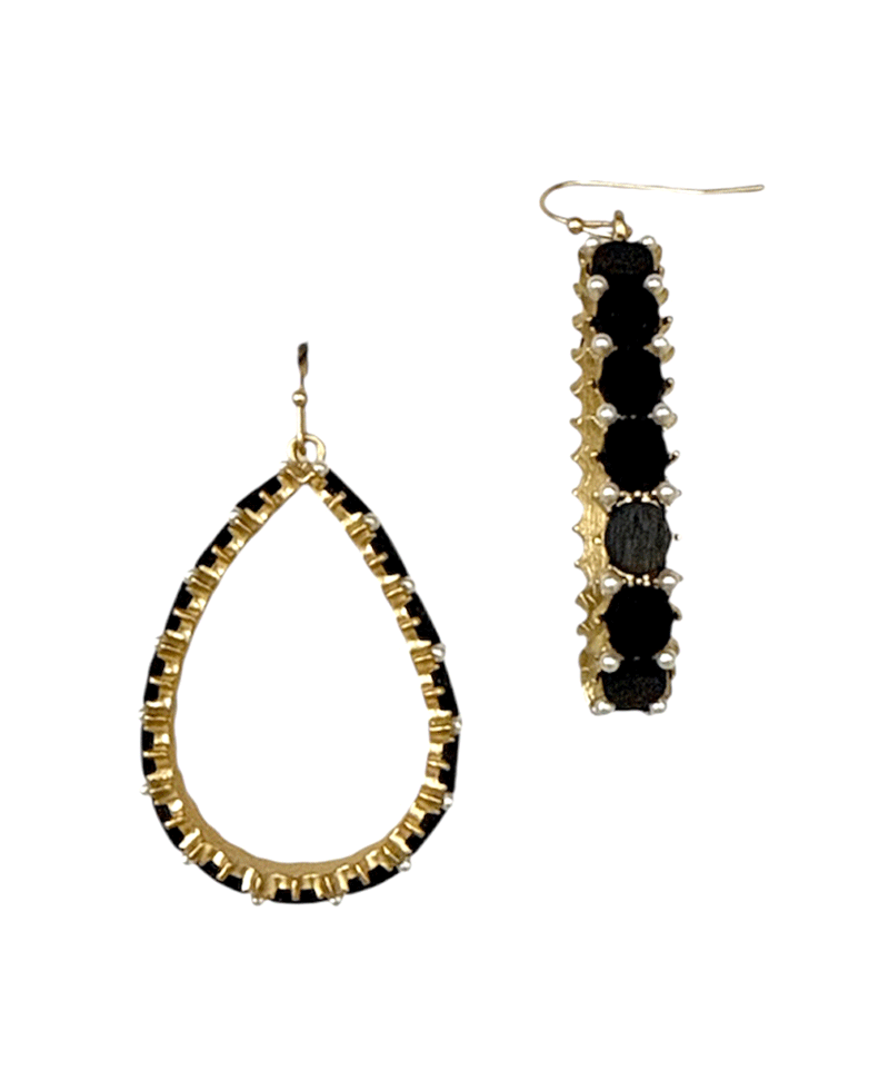 Side Round Accent Teardrop Earring