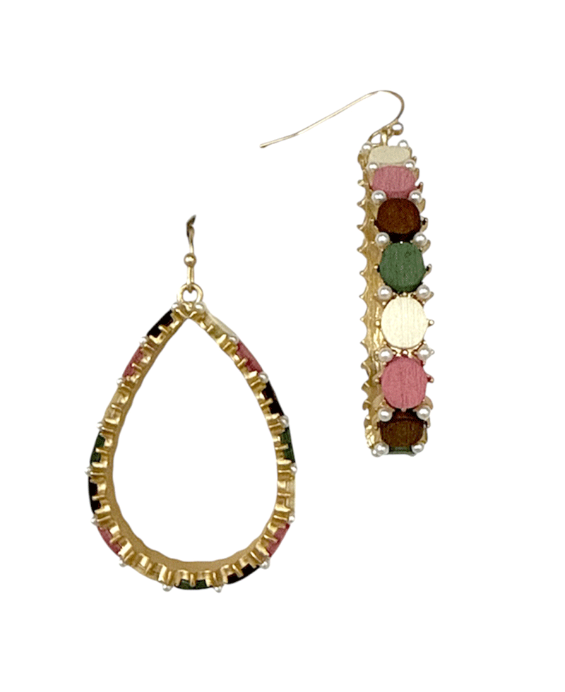 Side Round Accent Teardrop Earring