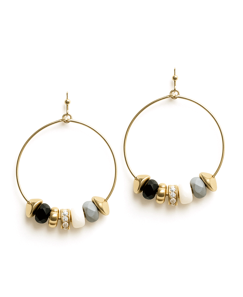 Multi Bead Wire Round Earring