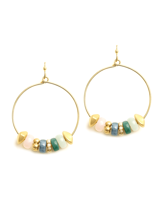 Multi Bead Wire Round Earring