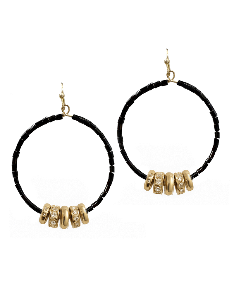 Beaded Round w/ Multi Ring Earring