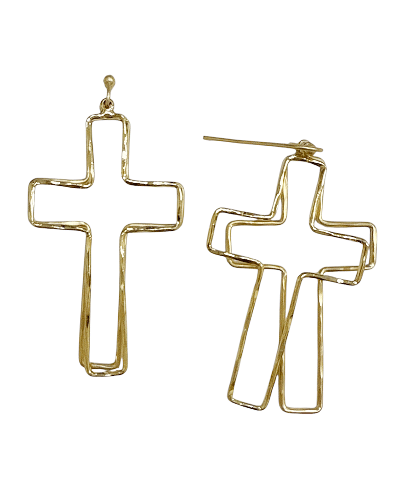 Wire Double Cross Earring