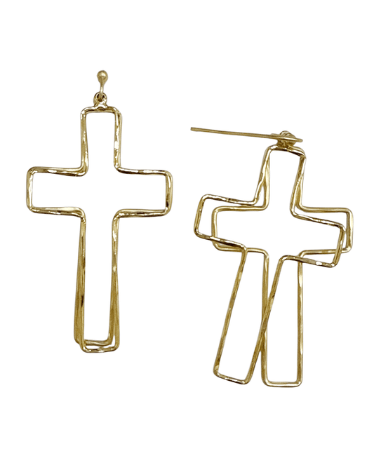 Wire Double Cross Earring