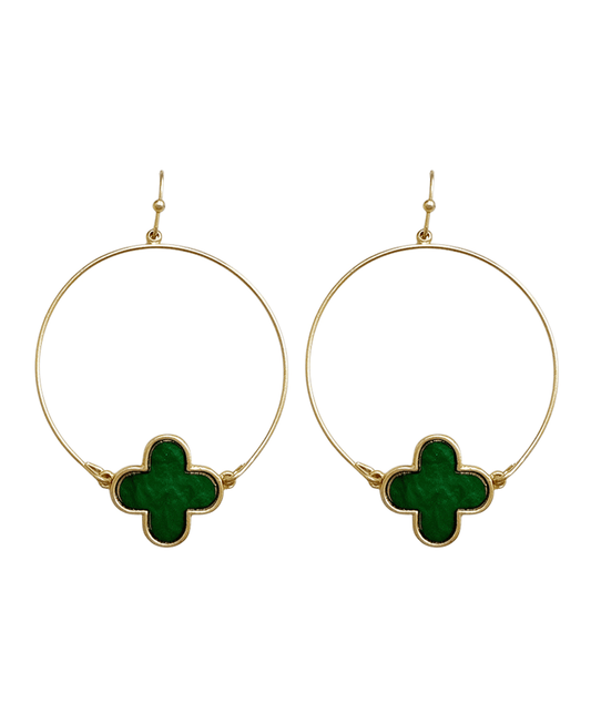 Clover Accent Wire Round Earring