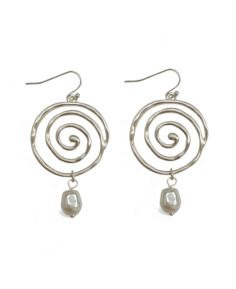Spiral Brass w/ Teardrop Pearl Earring