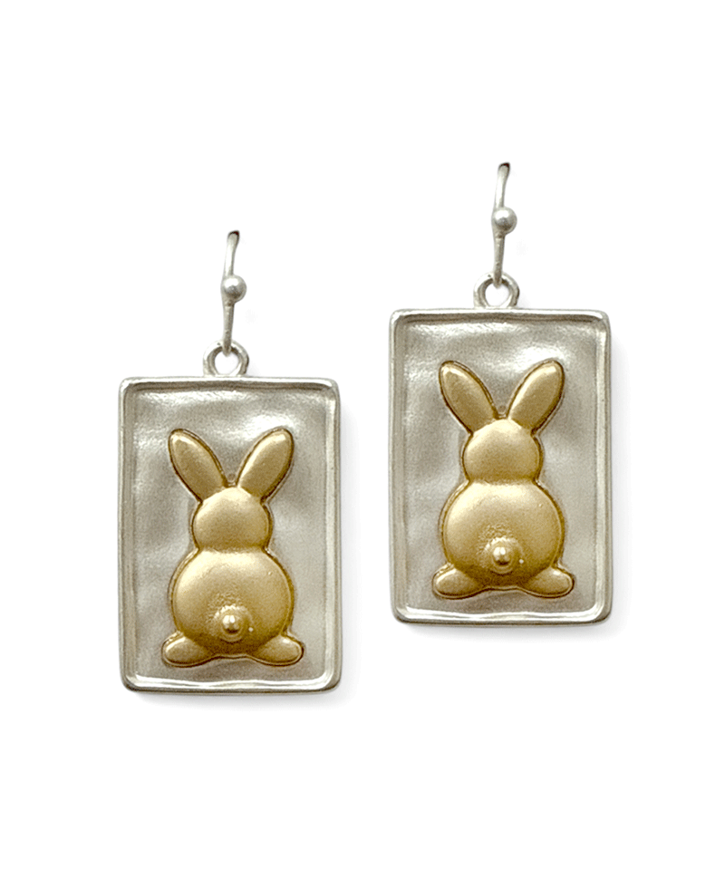 Rectangular Metal w/ Bunny Earring