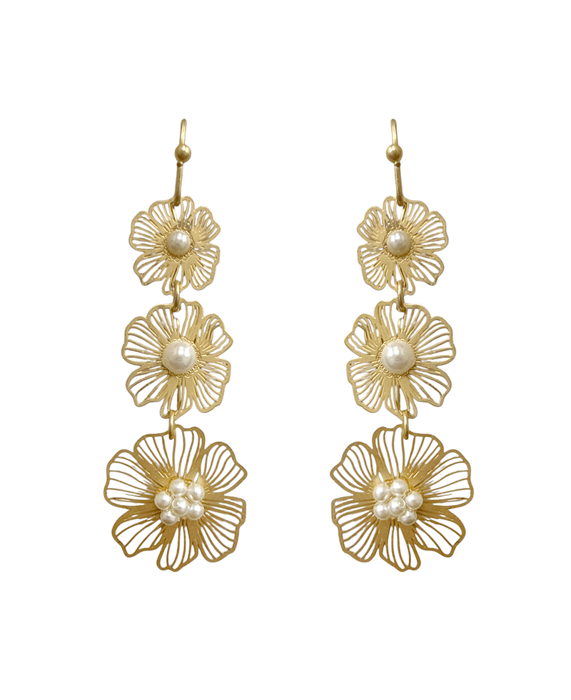 Filigree Flower w/ Pearl Drop Earring