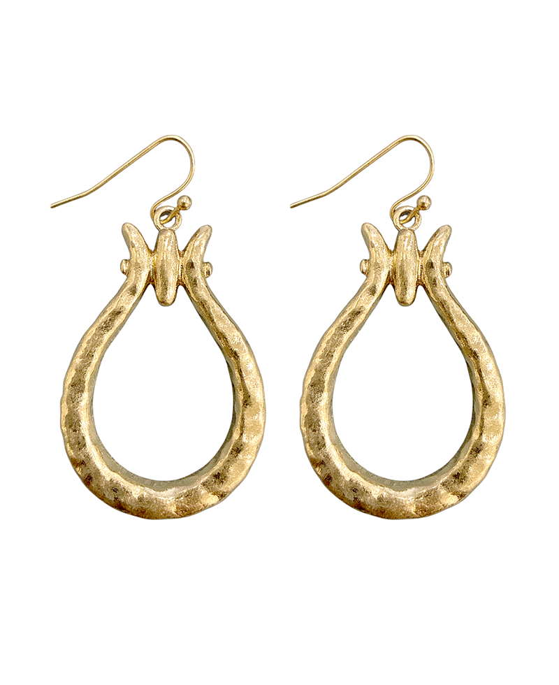 Hammered Metal Teardrop Shaped Earring