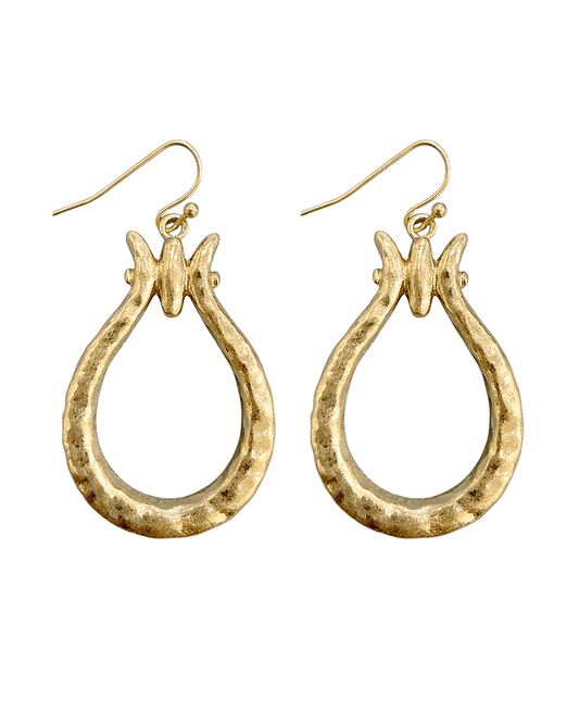 Hammered Metal Teardrop Shaped Earring