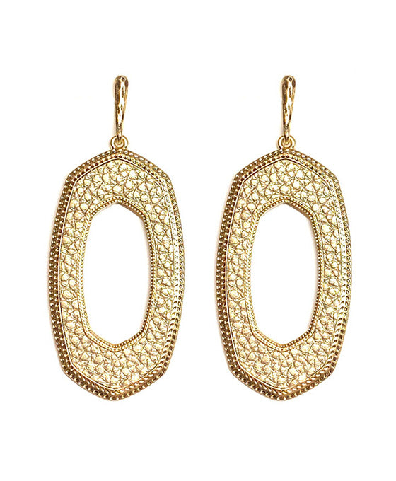 Open Cut Hexagon Shape Post Earring