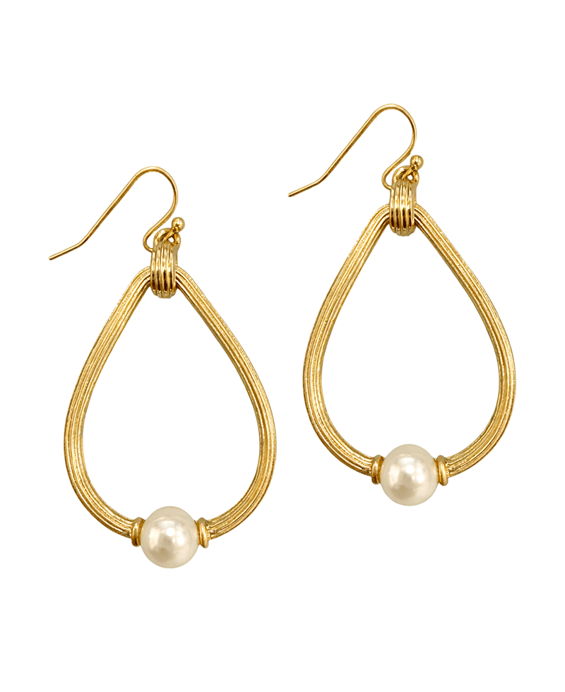 Teardrop w/ Glass Pearl Earring