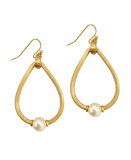 Teardrop w/ Glass Pearl Earring