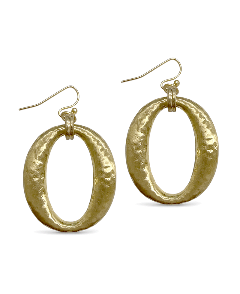 Hammered Oval Shape Metal Earring