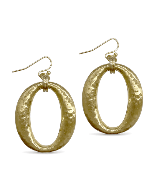 Hammered Oval Shape Metal Earring