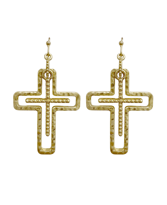 Double Cross Metal Earring